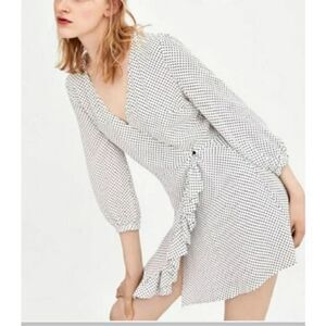 ZARA Polka Dot‎ Wrap Romper Ruffled Sz XS